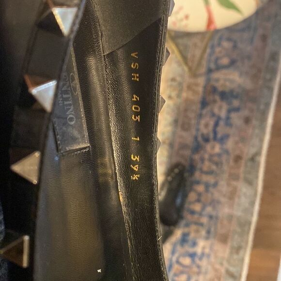 VALENTINO GARAVANI Rockstud Pointed Toe Noir Black Ballet Ballerina Flats - Picture 7 of 9